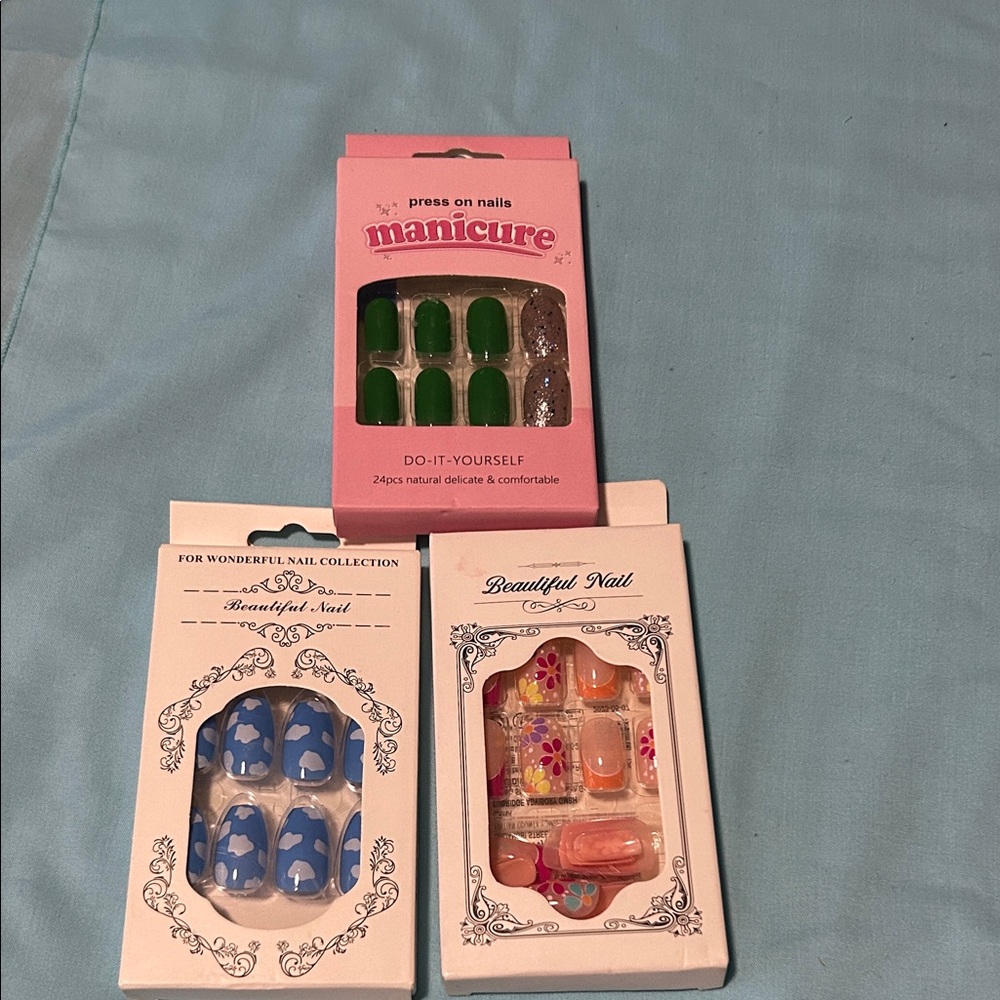 Colorful Press-On Nail Set of 3 (24 nail  in each box ) nwt